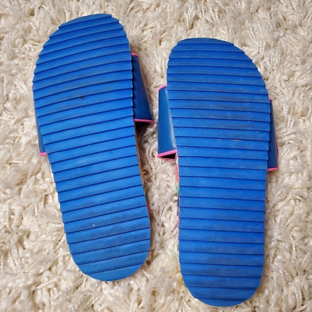MINI BODEN Girls Tropical Print Pool Slide Sandals - Picture 3 of 4